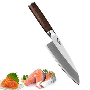 Irai Utaki 包丁 魚捌き 出刃包丁 片刃 和包丁 切れ味がよく ドイツ4166鋼 魚切り 料理包丁 天然木ハンドル 家で荒捌き、魚の頭を落とすなど骨ごと叩き切る使い方にも対応