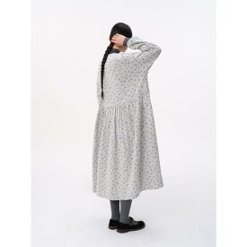 レディース　シャツ　カジュアル 豆 衣 ウォッシュ 加工の 綿 麻 二 重 手 絵柄 ツーウェイ ワンピース