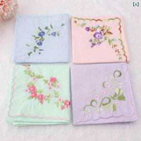 ハンカチ　ハンドタオル 美しい 刺繍の レトロ 刺繍 ハンカチ 綿の 薄手 布 柔らかい 女性用 キャリーオン 汗 拭き 昔ながらの 漢服 アクセサリー 正方形の タオル