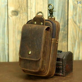 メンズ ウェスト ポーチ バッグ トップ 層 牛革 スマートフォン バッグ ウエスト メンズベルト 革 建設 現場 作業 吊り 腰 高齢者 着用 タバコ ホース レザーケース