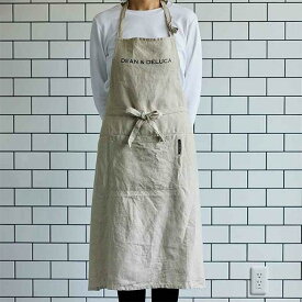 調理用　エプロン　料理 DEAN DELUCAの 和風 コットンリネン 生地を 使用 した シンプル 大きめ ポケット エプロンが新 登場