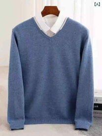 ニット 半袖 Tシャツ 春秋冬 ウール 長袖 Vネック カラーマッチング セーター メンズ Tシャツ ニット 半袖 ボトム