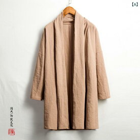 メンズ 薄手 コート 綿麻 素材 黒 ゆったり 長袖 カジュアル リネン アウター 軽量 日常使い 春夏 秋