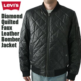 リーバイス キルティングフェイクレザージャケット Diamond Quilted Faux Leather Bomber Jacket メンズ LEVIS LEVI'S ブランド ファッション ブラック 黒 LM2RU415