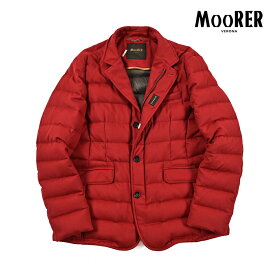 【スーパーSALE】【半額以下】 ムーレー MOORER ZAYN-ILW ダウンジャケット テーラード ショートブルゾン 秋冬 メンズ アウター カシミヤ 100％ レッド イタリア ブランド MADE IN ITALY