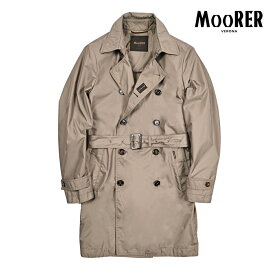 【春夏先行セール】【半額以下】 ムーレー MOORER MELFI-WK トレンチコート スプリングコート ダブルブレスト 春夏 メンズ ライトアウター ACQUA RESISTANT 撥水透湿 ポリエステル 100% ブラウン イタリア ブランド MADE IN ITALY