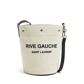 サンローラン SAINT LAURENT RIVE GAUCHE リヴ・ゴーシュ SEAU バケツ型 ショルダー バッグ メンズ レディース リネン キャンバス ロゴ ホワイト MADE IN ITALY