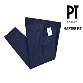 【クリアランス】【半額以下】 ピーティートリノ PT TORINO MASTER FIT マスターフィット スラックス ワンタック 1プリーツ パンツ 春夏 メンズ ヴァージンウール ストレッチ ネイビー イタリア ブランド PT01