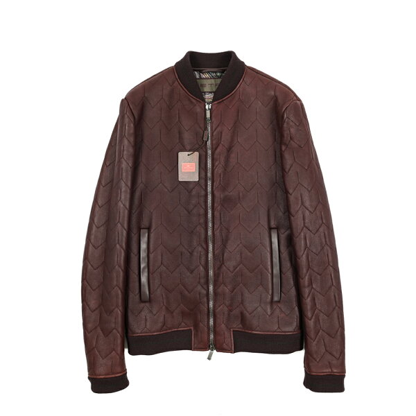 【スーパーSALE】【半額以下】  エトロ ETRO  ムートン レザージャケット キルティングブルゾン スタジャン 秋冬 メンズ アウター  ラムスキン 100％ ディープレッド  イタリア ブランド MADE IN ITALY