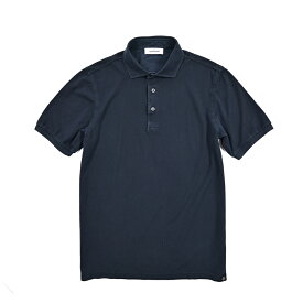 【新春初売り】【半額以下】 グランサッソ GRAN SASSO 鹿の子ポロシャツ 半袖 春夏 メンズ コットン100％ ナチュラルストレッチ ネイビー カノコ ピケ 製品染め ガーメントダイ ヴィンテージ加工 イタリア ブランド MADE IN ITALY