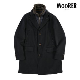 【SALE】【半額以下】 ムーレー MOORER JASON-LE ジェイソン ダウンチェスターコート 3Bシングル 着脱可能フロントライナー／立ち襟ファー 秋冬 メンズ アウター ウール カシミヤ ネイビー イタリア ブランド MADE IN ITALY