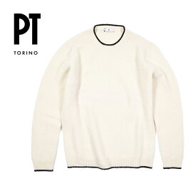 【新春初売り】【半額以下】 ピーティートリノ PT TORINO カシミヤ混 ニットセーター クルーネック ミドルゲージ 長袖 秋冬 メンズ ヴァージンウール カシミヤ ホワイト イタリア ブランド PT01 MADE IN ITALY