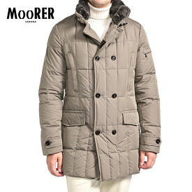 【SALE】 ムーレー MOORER MORRIS-KM ダウンコート ダブルブレスト スタンドカラー 秋冬 メンズ アウター ポリエステル 100％ グレージュ イタリア ブランド MADE IN ITALY