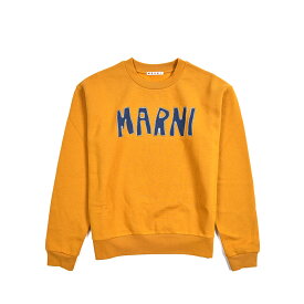 【SALE】【半額以下】 マルニ MARNI スウェットシャツ トレーナー クルーネック 長袖 秋冬 メンズ タクタイルレタリング ロゴ入り 裏起毛 コットン 100％ ライトオレンジ イタリア ブランド