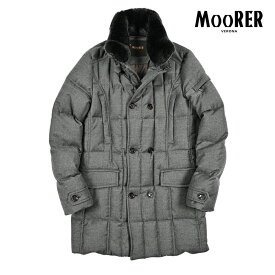 【SALE】 ムーレー MOORER MORRIS-L ダウンコート ダブルブレスト 取り外し可能ファー 秋冬 メンズ アウター ヴァージンウール カシミヤ グレー イタリア ブランド MADE IN ITALY