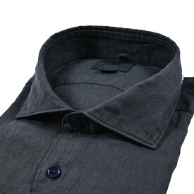 【サマーSALE】【半額以下】 オリアン ORIAN Vintage ヴィンテージ 麻シャツ リネンシャツ ドレスシャツ ホリゾンタルカラー 長袖 春夏 メンズ Slim Fit スリムフィット リネン 100% ガーメントダイ ネイビー イタリア ブランド