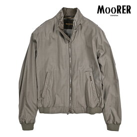 【クーポンで半額】 ムーレー MOORER NUNZIO-GO シルク混 ジップアップブルゾン スタンドカラー ボンバージャケット 春夏 秋 3シーズン メンズ ライトアウター シルク ヴァージンウール グレージュ イタリア ブランド MADE IN ITALY