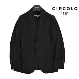 【P10倍】 チルコロ CIRCOLO 1901 【2026年 春夏新作】 テーラードジャケット イージーブレザー 2Bシングル ノッチドラペル 春夏 メンズ セットアップ対応 コットンフリース ストレッチ ライトジャージー ブラック イタリア ブランド