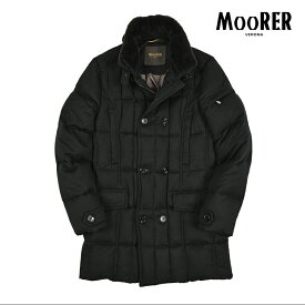 【SALE】 ムーレー MOORER MORRIS-IL ダウンコート スタンドカラー ダブルブレスト 秋冬 メンズ アウター Loro Piana STORM SYSTEM カシミヤ 100％ ブラック イタリア ブランド MADE IN ITALY