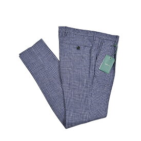 【SALE】【半額以下】 ベルウィッチ BERWICH MORELLO 1P モレロ リネンスラックス ワンタック 麻 パンツ 春夏 メンズ リネン 100% グレンチェック パープル イタリア ブランド MADE IN ITALY