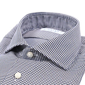 【クリアランス】【半額以下】 オリアン ORIAN 【2025-26年 秋冬新作】 Vintage Classic ヴィンテージ クラシック ドレスシャツ ワイシャツ ホリゾンタルカラー 長袖 メンズ コットン 100% 千鳥格子 ブラウン イタリア ブランド