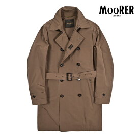 【春夏先行セール】【半額以下】 ムーレー MOORER MELFI-WM トレンチコート スプリングコート ダブルブレスト 春夏 メンズ ライトアウター 撥水 高機能コットン ポリエステル ブラウン イタリア ブランド MADE IN ITALY