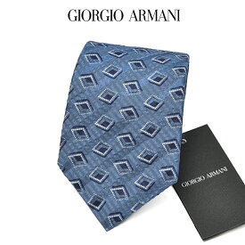 【SALE】【P20倍】 ジョルジオ アルマーニ GIORGIO ARMANI ネクタイ オールシーズン メンズ シルク 100% シアサッカー 小紋柄 ブルー イタリア ブランド MADE IN ITALY ビジネス ギフト プレゼント ラッピング無料