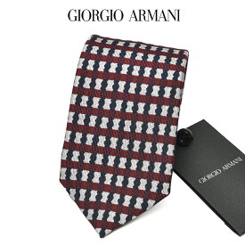 【SALE】【P20倍】 ジョルジオ アルマーニ GIORGIO ARMANI ネクタイ オールシーズン メンズ シルク 100% 総柄 ベージュ×ワインレッド イタリア ブランド MADE IN ITALY ビジネス ギフト プレゼント ラッピング無料