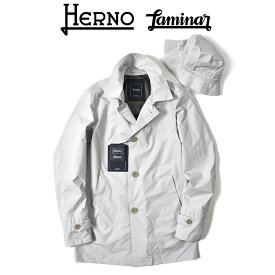 ヘルノ HERNO Laminar ラミナー 2レイヤー ステンカラー レインコート 春夏 メンズ GORE-TEX ゴアテックス 耐久防水性 防風性 透湿性 ライトグレー RAINCOAT WITH BUCKET HAT