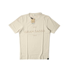 グランサッソ GRAN SASSO VINTAGE ORGANIC COTTON Tシャツ 半袖 カットソー クルーネック 春夏 メンズ ヴィンテージ オーガニックコットン ロゴプリント ベージュ イタリア ブランド MADE IN ITALY
