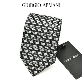 【新春初売り】【P20倍】 ジョルジオ アルマーニ GIORGIO ARMANI ネクタイ ニットタイ オールシーズン メンズ シルク リネン 幾何学 ネイビー×ホワイト イタリア ブランド MADE IN ITALY ビジネス ギフト プレゼント ラッピング無料