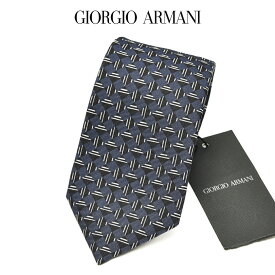 【SALE】【P20倍】 ジョルジオ アルマーニ GIORGIO ARMANI ネクタイ オールシーズン メンズ シルク 100% 幾何柄 ネイビー イタリア ブランド MADE IN ITALY ビジネス ギフト プレゼント ラッピング無料