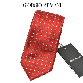 【新春初売り】【P20倍】 ジョルジオ アルマーニ GIORGIO ARMANI ネクタイ オールシーズン メンズ シルク 100% ドット レッド イタリア ブランド MADE IN ITALY ビジネス ギフト プレゼント ラッピング無料