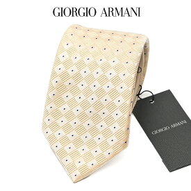 【SALE】【P20倍】 ジョルジオ アルマーニ GIORGIO ARMANI ネクタイ オールシーズン メンズ コットン シルク 市松模様 ゴールド イタリア ブランド MADE IN ITALY ビジネス ギフト プレゼント ラッピング無料