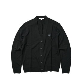 メゾンキツネ MAISON KITSUNE 23-24AW フォックスヘッド パッチ カーディガン 秋冬 春 3シーズン メンズ ウール 100% ブラック フランス パリ ブランド