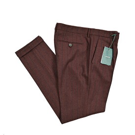 【スーパーSALE】【半額以下】 ベルウィッチ BERWICH MORELLO 1P モレロ スラックス ワンタック パンツ 秋冬 メンズ ヴァージンウール 100% フランネル ストライプ ワインレッド イタリア ブランド MADE IN ITALY