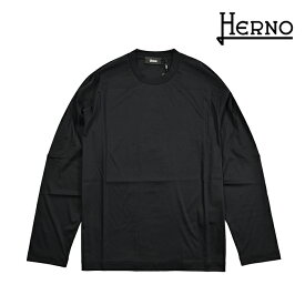 【P10倍】 ヘルノ HERNO 【2026年 春夏新作】 Laminar ラミナー 長袖 Tシャツ ロンT カットソー クルーネック 春夏 メンズ コットン 100% ナチュラルストレッチ ブラック イタリア ブランド