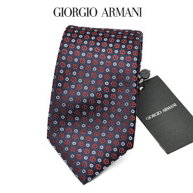 【SALE】【P20倍】 ジョルジオ アルマーニ GIORGIO ARMANI ネクタイ オールシーズン メンズ シルク 100% 小紋柄 ネイビー×レッド イタリア ブランド MADE IN ITALY ビジネス ギフト プレゼント ラッピング無料