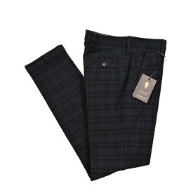 【ファイナルクリアランス】【半額以下】 ベルウィッチ BERWICH MORELLO モレロ スラックス ノータック パンツ ストレッチ 秋冬 メンズ コットン チェック ダークネイビー イタリア ブランド MADE IN ITALY