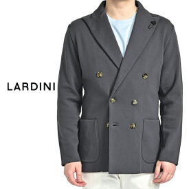 【SALE】 ラルディーニ LARDINI 【2025年 春夏新作】 プレーンステッチ ニットジャケット 6Bダブルブレスト 春夏 メンズ コットン 100% ハイゲージ 天竺編み グレー イタリア ブランド MADE IN ITALY ブートニエール