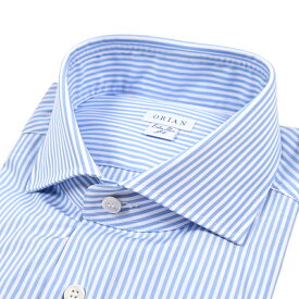 【秋冬先行セール】【P10倍】 オリアン ORIAN 【2025-26年 秋冬新作】 ドレスシャツ ワイシャツ ホリゾンタルカラー 長袖 メンズ Extra Slim Fit エクストラ スリムフィット コットン 100% ストライプ ブルー ホワイト イタリア ブランド