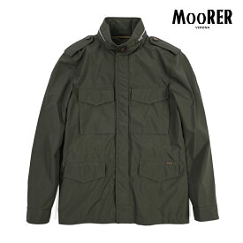 【SALE】【40％OFF】 ムーレー MOORER DENVER-STP フィールドジャケット スタンドカラー ブルゾン 秋冬 春 3シーズン メンズ ライトアウター ACQUA PROOF 防水透湿 ポリエステル 100% カーキグリーン イタリア ブランド MADE IN ITALY