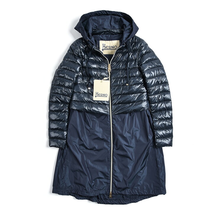 楽天市場 ヘルノ Herno 22年 春夏新作 フーデッド ロングコート 春夏 秋 3シーズン レディース ウルトラライト ダウンパディング ネイビー イタリア ブランド ライト アウター ガルダローバミラノ
