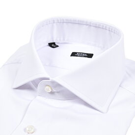 【SALE】【P20倍】 バルバ BARBA 【2025-26年 秋冬新作】 ドレスシャツ ワイシャツ ホリゾンタルカラー 長袖 オールシーズン メンズ cucito a mano 手縫い仕立て コットンストレッチ ホワイト 白 イタリア ナポリ MADE IN ITALY