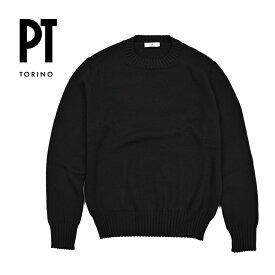 【クリアランス】 ピーティートリノ PT TORINO ニットセーター クルーネック ミドルゲージ 長袖 秋冬 メンズ ウール 100% ブラック イタリア ブランド PT01 MADE IN ITALY