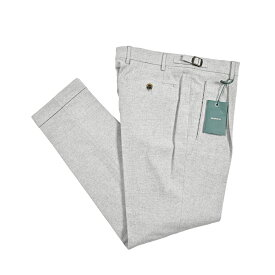 【新春初売り】【半額以下】 ベルウィッチ BERWICH RETRO 1P レトロ コットンスラックス ワンタック 1プリーツ パンツ サイドアジャストベルト 秋冬 メンズ コットンストレッチ フランネル ライトグレー イタリア ブランド MADE IN ITALY