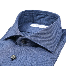 【クリアランス】【半額以下】 オリアン ORIAN 【2025-26年 秋冬新作】 Vintage Classic ヴィンテージ クラシック ドレスシャツ ホリゾンタルカラー 長袖 メンズ コットン 100% ネイビー イタリア ブランド