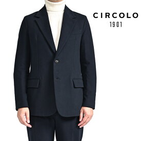 【スーパーSALE】【P10倍】 チルコロ CIRCOLO 1901 【2025-26年 秋冬新作】 テーラードジャケット 2Bシングル ノッチドラペル 秋冬 メンズ セットアップ対応 カシミヤタッチ コットンジャージー ストレッチ ネイビー イタリア ブランド