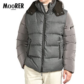 【スーパーSALE】【半額以下】 ムーレー MOORER CASCIANO-FUR-OSL 2WAY ダウンジャケット ベスト 秋冬 メンズ アウター ウール カシミヤ グレー ベージュ イタリア ブランド MADE IN ITALY