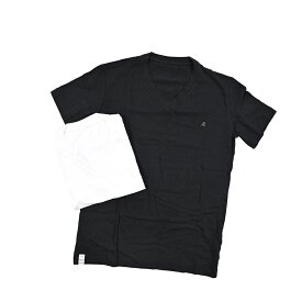 【SUMMER SALE】【半額以下】 リプレイ REPLAY TWOPACK T-SHIRT Tシャツ カットソー 半袖 Vネック 2枚セット 春夏 メンズ REGULAR FIT レギュラーフィット コットン 100% ワンポイントロゴ ブラック ホワイト イタリア ブランド